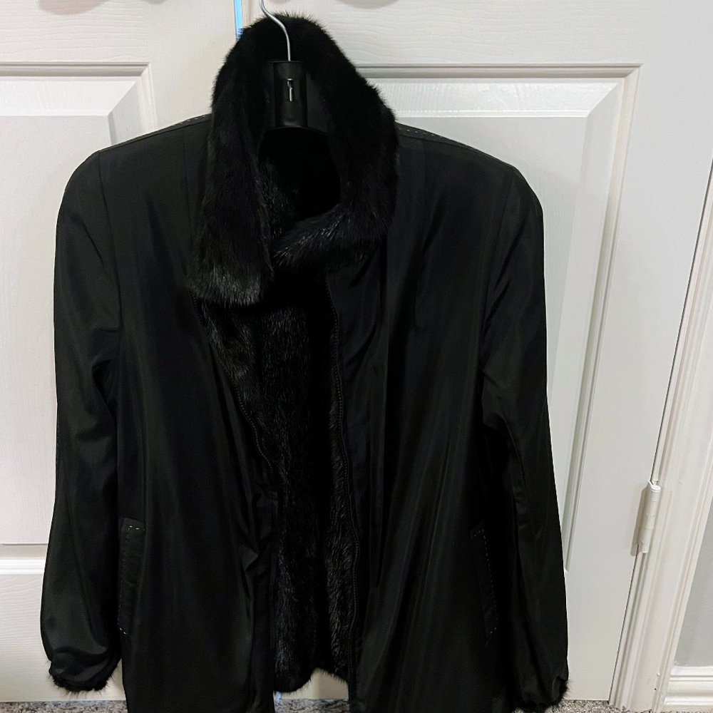 Neiman Marcus (Gorski) Dark Ranch Mink Fur Reversible Bomber Jacket - Size S